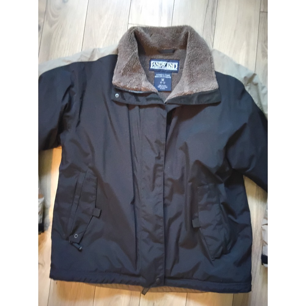 Lands End Womens Jacket Coat Medium M Fleece Lined Outerwear Warm Winter